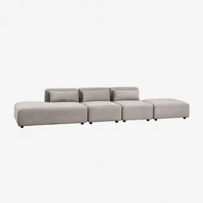 3-delige Modulaire Bank Met Links Chaise Longue En Fogler Poef Corduroy Grijs – Taupe – Koel - Sklum