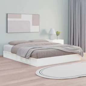 vidaXL Bedframe massief hout wit 150x200 cm 5FT King Size