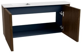 Mondiaz Joya 90cm toiletmeubel ronding rechts walnut met wastafel faye links 1 kraangat talc