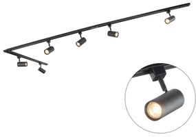 Smart railsysteem met 6 Spot / Opbouwspot / Plafondspots zwart 1-fase 300cm - Iconic Jeana Modern GU10 rond Binnenverlichting Lamp