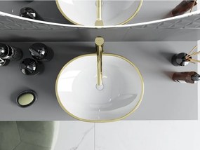 Mexen Viki opbouw wastafel 48 x 35 cm, wit/gouden rand - 21054805