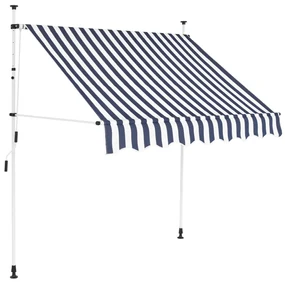 vidaXL Luifel handmatig uittrekbaar 200 cm blauw en witte strepen