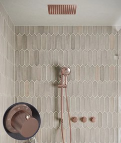 Saniclear Plus Stripes inbouw regendouche met inbouw douchekop 30x30cm, glijstang en 2 standen handdouche geborsteld koper