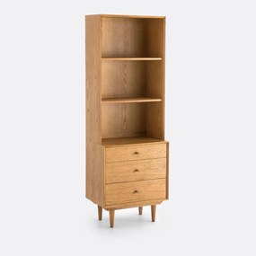 Vintage boekenkast, 3 nissen en 3 lades, Quilda