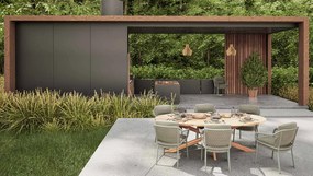 4 Seasons Outdoor Jura dining set olijfgroen met Prado tafel ovaal blad 240 cm      taupe weerbestendig