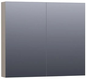 Saniclass Plain Spiegelkast - 80x70x15cm - 2 links/rechtsdraaiende spiegeldeuren - MDF - mat taupe SK-PL80MT