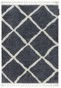 Tapijt BERBER CROSS B5950 grijskleuring / witrand ,  Barber , marokkaanse shaggy
