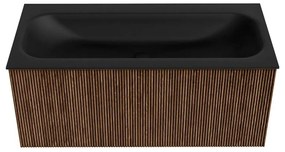 Mondiaz Kurve 100cm badmeubel walnut met 1 lade en wastafel big medium midden zonder kraangat urban