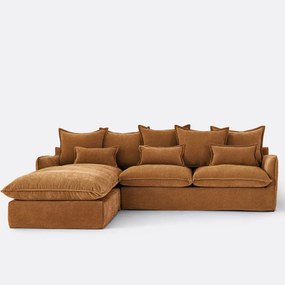 Hoekbank links, omvormbaar, afneembare hoes, 4-zits, gemêleerd polyester, ODNA