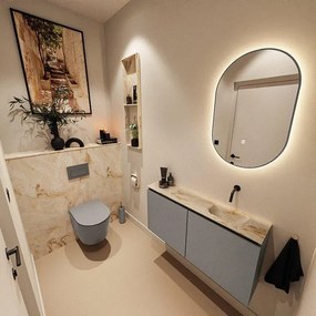 MONDIAZ TURE-DLUX 100cm toiletmeubel Smoke. EDEN wastafel Frappe positie rechts. Zonder kraangat. TUREDX100SMOR0FRA