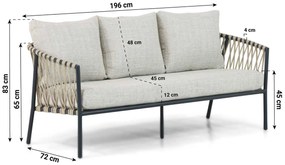 Stoel en Bank Loungeset 5 personen Aluminium/rope Grijs  Lifestyle Garden Furniture Feraro