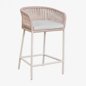 Arhiza Hoge Kruk Met Armleuningen In Gevlochten Touw ↑65 Cm & Naakt Beige - Sklum