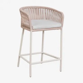 Arhiza Hoge Kruk Met Armleuningen Van Aluminium En Gevlochten Touw Tapioca Beige & ↑65 Cm - Sklum