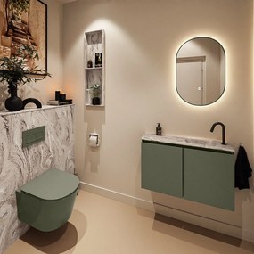 Mondiaz Ture DLux toiletmeubel 80cm army met wastafel glace rechts met kraangat