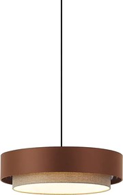 Moderne hanglamp donker brons met taupe 50cm 3-lichts - Drum Duo