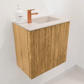 Mondiaz Joya DLux 40cm toiletmeubel oak met wastafel faye rechts 1 kraangat meli