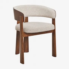 Eetkamerstoel Van Eikenhout En Bekleed Olea Donker Eiken Bruin & Crèmebeige Boucléstof - Sklum