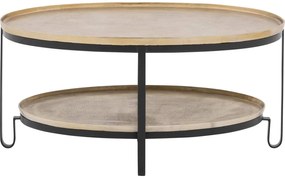 Goossens Salontafel Mauro ovaal, aluminium goud, elegant chic, 96 x 45 x 58 cm