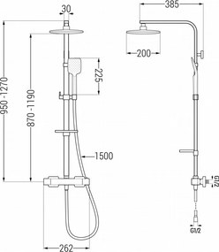 Mexen CQ62 opbouwdoucheset met regendouche en thermostatische kraan, chroom - 772506295-00