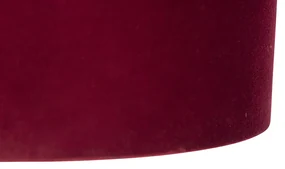 Stoffen Hanglamp zwart met velours kap rood met goud 35 cm - Blitz Klassiek / Antiek E27 cilinder / rond rond Binnenverlichting Lamp