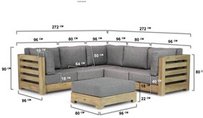 Hoek loungeset  Teak Naturel teak 5 personen Santika Furniture Santika