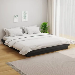 vidaXL Bedframe massief hout grijs 200x200 cm