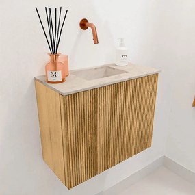 Mondiaz Joya DLux 50cm toiletmeubel oak met wastafel faye midden zonder kraangat frappe