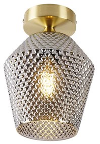 Smart plafondlamp met dimmer messing met smoke glas incl. Wifi A60 - Karce Art Deco E27 rond Binnenverlichting Lamp