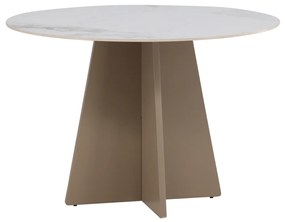Ronde Eettafel Met Kruisvoet Beige - 110 X 110cm.