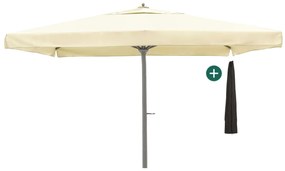 Parasol Shadowline Java | Inclusief hoes | Vierkant | 450x450cm | Met draaihendel | Wit | Kees Smit Tuinmeubelen