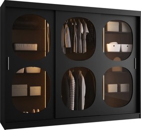 Kledingkast Hartford 533, Zwart, 200x250x62cm, 221 kg, Kledingkast deuren: Schuivend, Aantal planken: 5, Aantal planken: 5