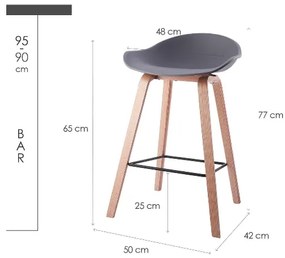 House of Rebels Barkruk - Romeo - 65 cm - Grijs - Hout - Set van 2 - House of Rebels