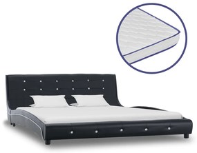 vidaXL Bed met traagschuim matras kunstleer zwart 160x200 cm