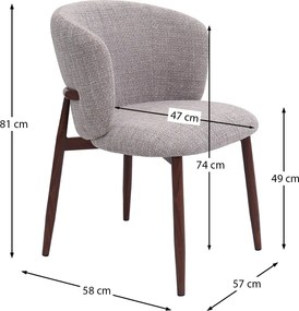 Walnoot Eetkamerstoel Met Ronde Rug Beige