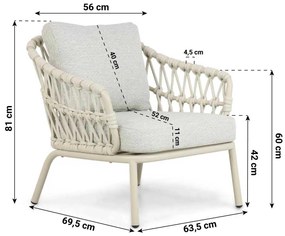 Stoel en Bank Loungeset 5 personen Rope Taupe  Coco Barcelona