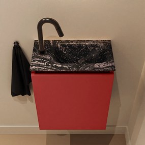 Mondiaz Ture DLux toiletmeubel 40cm fire met wastafel lava rechts met kraangat