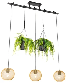 Eettafel / Eetkamer Industriële hanglamp goud 3-lichts - Flor Industriele / Industrie / Industrial E27 Binnenverlichting Lamp