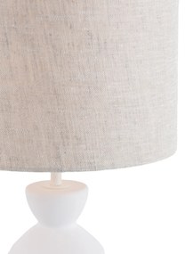 Design tafellamp wit stoffen kap lichtgrijs 25 cm - Alisia Design E27 rond Binnenverlichting Lamp