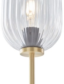 Art Deco vloerlamp messing met helder glas - Rid Art Deco E27 Binnenverlichting Lamp