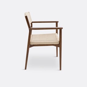 Tafelfauteuil in massief essenhout en vlechtwerk, Dorau