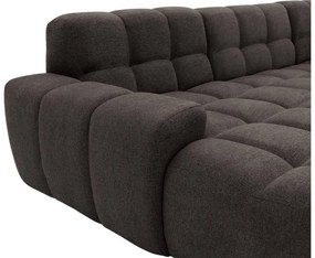 Goossens Excellent Bank Kubus - 30 X 30 Cm Stiksel donkerbruin, stof, 1,5-zits, modern design met chaise longue links