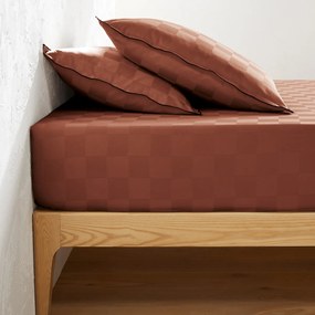 Hoeslaken in gewassen satijnkatoen, Victor, dambord motief