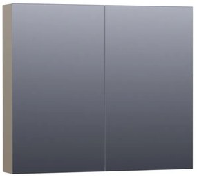 Saniclass Plain Spiegelkast - 80x70x15cm - 2 links/rechtsdraaiende spiegeldeuren - MDF - hoogglans taupe SK-PL80HT