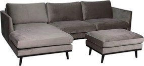 Loungebank Odissi chaise longue links - velours Brunei taupe 04 - 1,60 x 2,58 mtr breed