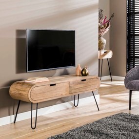 Mango Hout Tv-meubel Met Ronde Hoeken - 135x35x50cm.