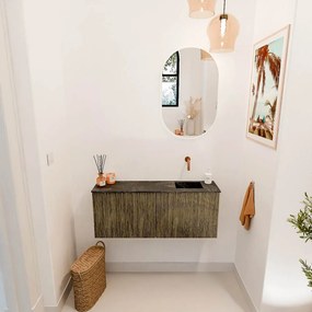 Mondiaz Joya DLux 100cm toiletmeubel dusk met wastafel faye rechts zonder kraangat lava