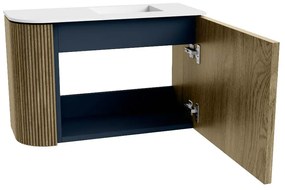 Mondiaz Joya 60cm toiletmeubel ronding links dusk met wastafel faye rechts 1 kraangat talc
