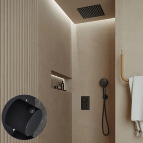 Saniclear Cube Stripes inbouw regendouche met inbouw douchekop 30x30cm en 2 standen handdouche zwart mat