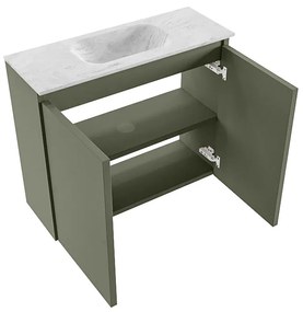 Mondiaz Ture DLux toiletmeubel 60cm army met wastafel opalo midden met kraangat