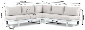 Hoek loungeset 5 personen Aluminium Wit  Lifestyle Garden Furniture Lorenzo